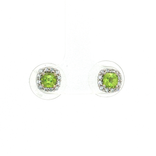 Vivid Cushion Peridot Halo Cubic Zirconia Stud Earrings (1 ⅖ ct. tw.) in Sterling Silver