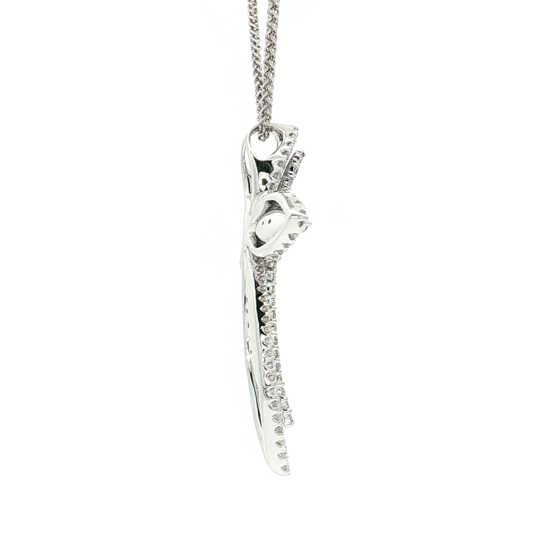 0.87 CTW Natural Diamond Cross Pendant Necklace in 18kt White Gold