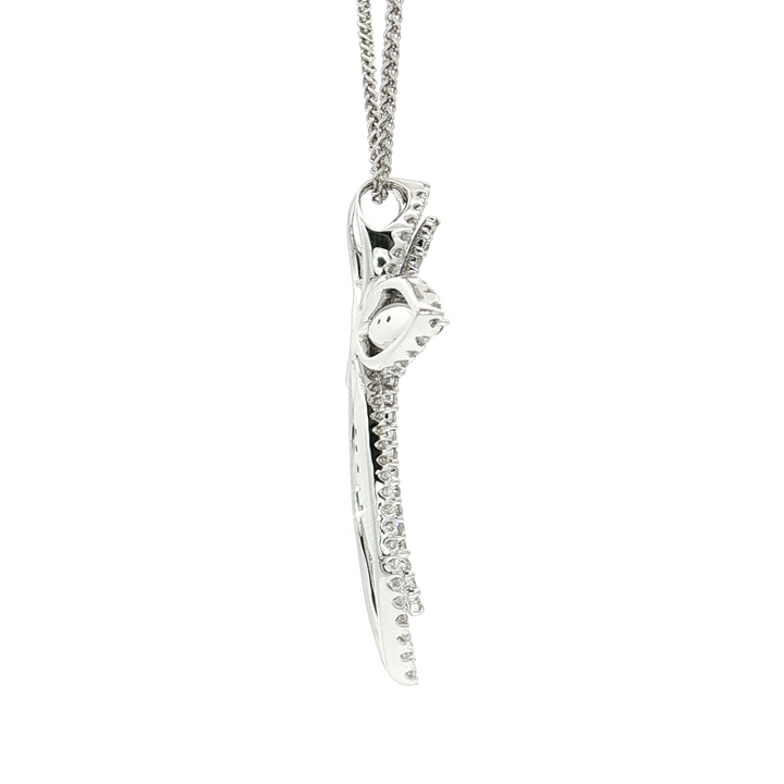 0.87 CTW Natural Diamond Cross Pendant Necklace in 18kt White Gold