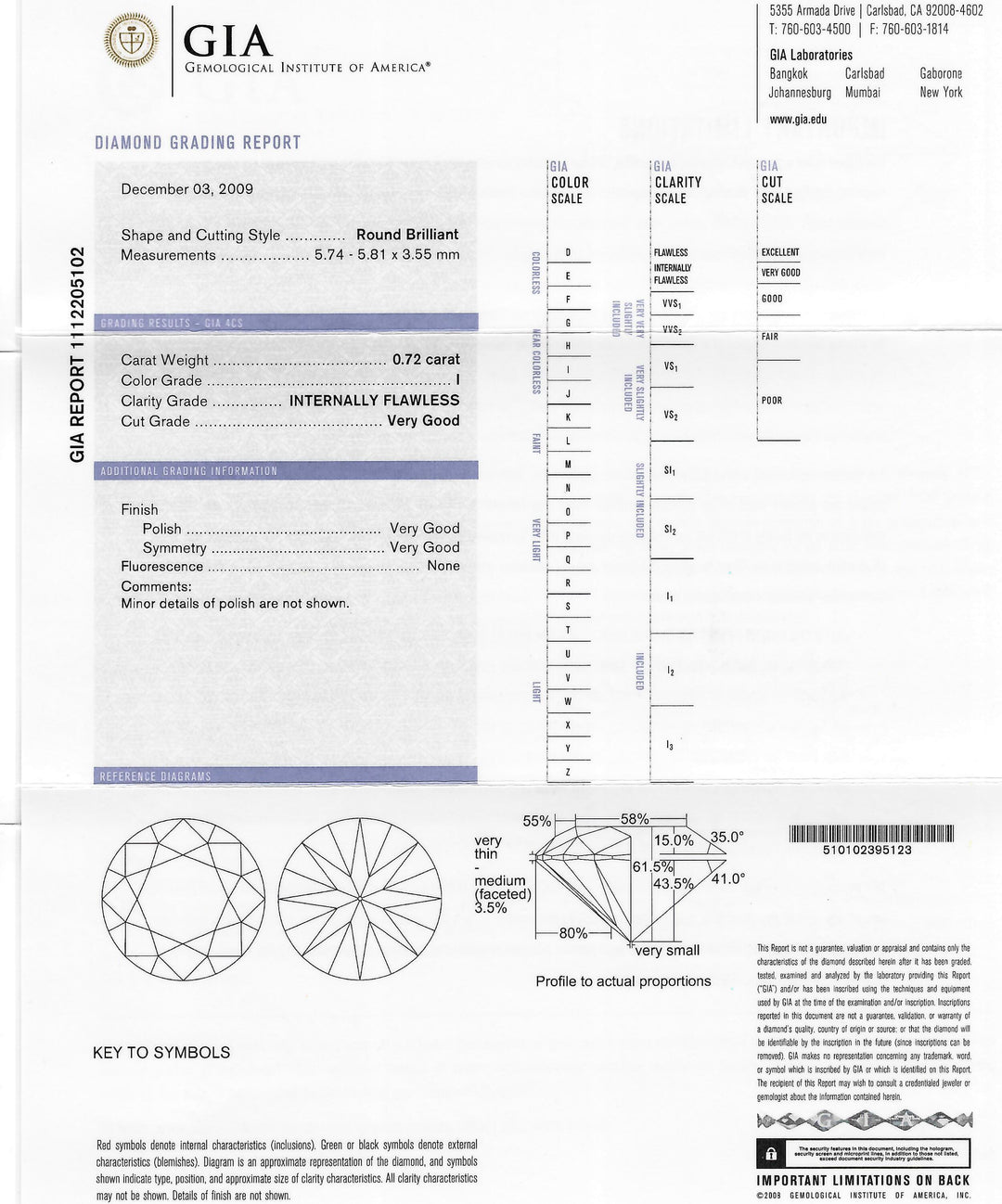 1.47 CTW GIA & EGL Certified Internally Flawless Round Brilliant Diamond Engagement Ring in 18KT White Gold