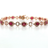 Deep Red Ruby Colorless Nearly Flawless Diamond Bracelet (5 ¾ ct. tw.) in 14k Rose Gold