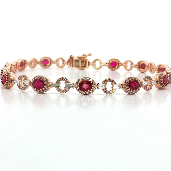 Vivid Ruby Colorless Nearly Flawless Diamond Bracelet (5 ¾ ct. tw.) in 14k Rose Gold