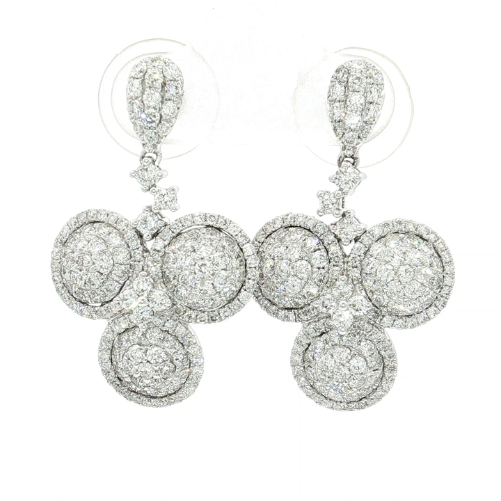 Pavé Halo Colorless Nearly Flawless Diamond Drop Earrings (3 ⅒ ct. tw.) in 18k White Gold