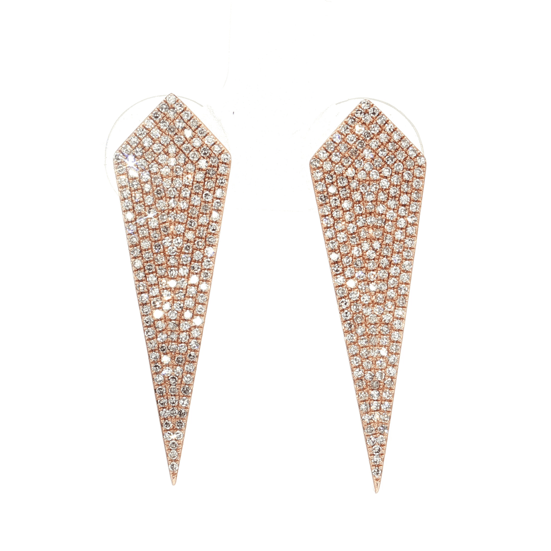 0.95 CTW Natural Pavé Diamond Studded Shield Earrings in 14kt Rose Gold – Jewelry Depot, Inc.