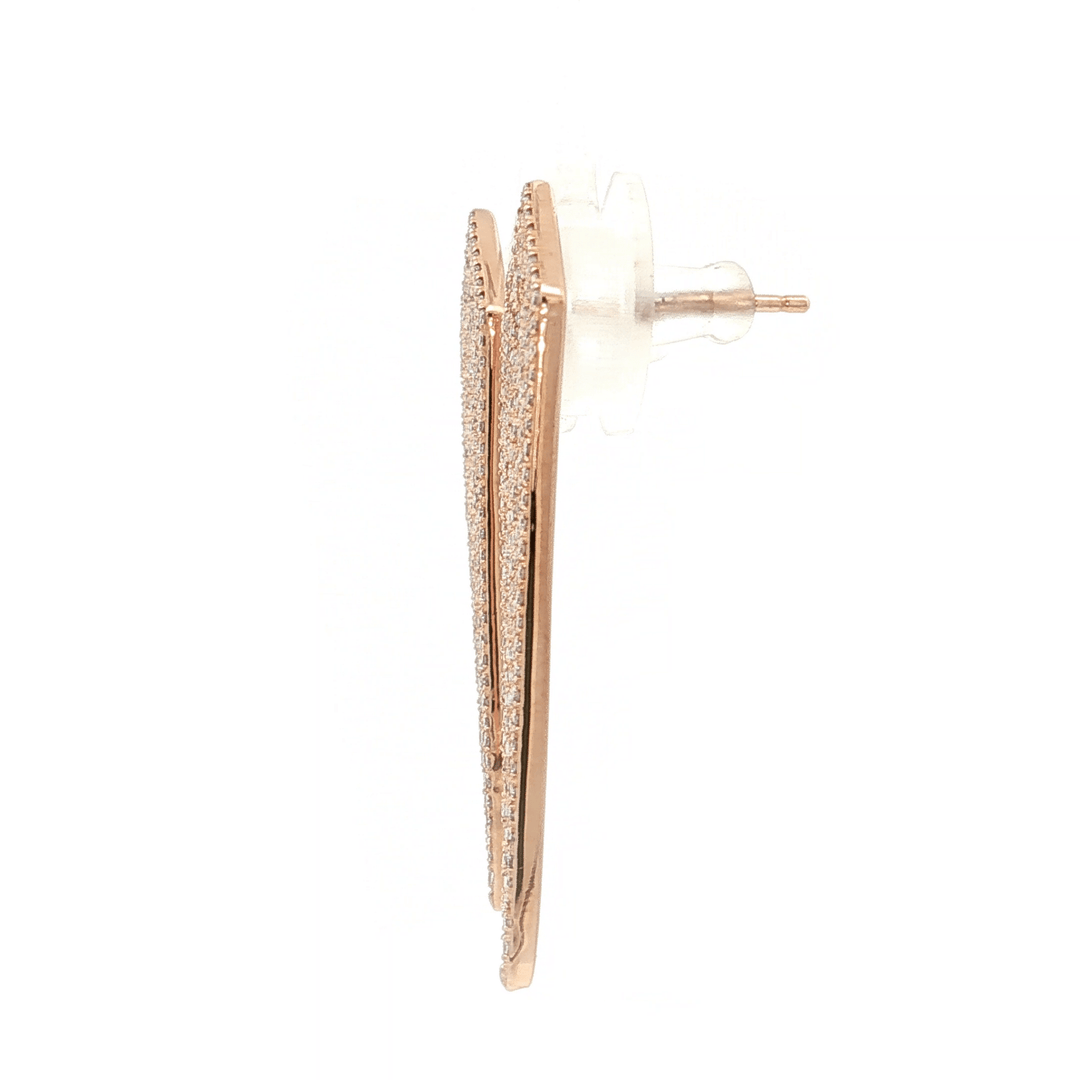 0.95 CTW Natural Pavé Diamond Studded Shield Earrings in 14kt Rose Gold – Jewelry Depot, Inc.