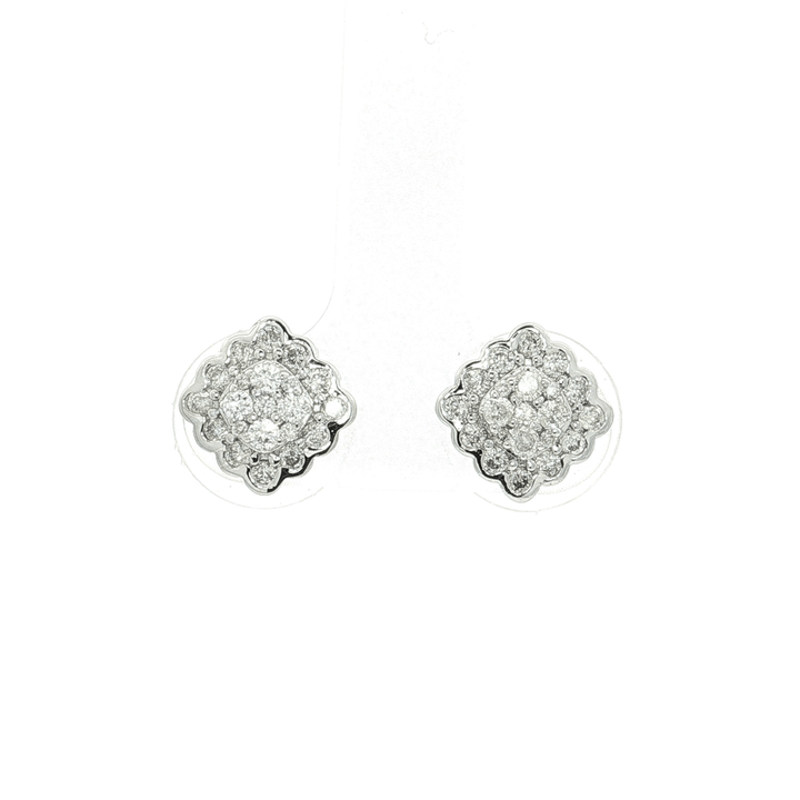 0.78 CTW Natural Colorless Nearly Flawless Diamond Cluster Stud Earrings in 14kt White Gold – Jewelry Depot, Inc.
