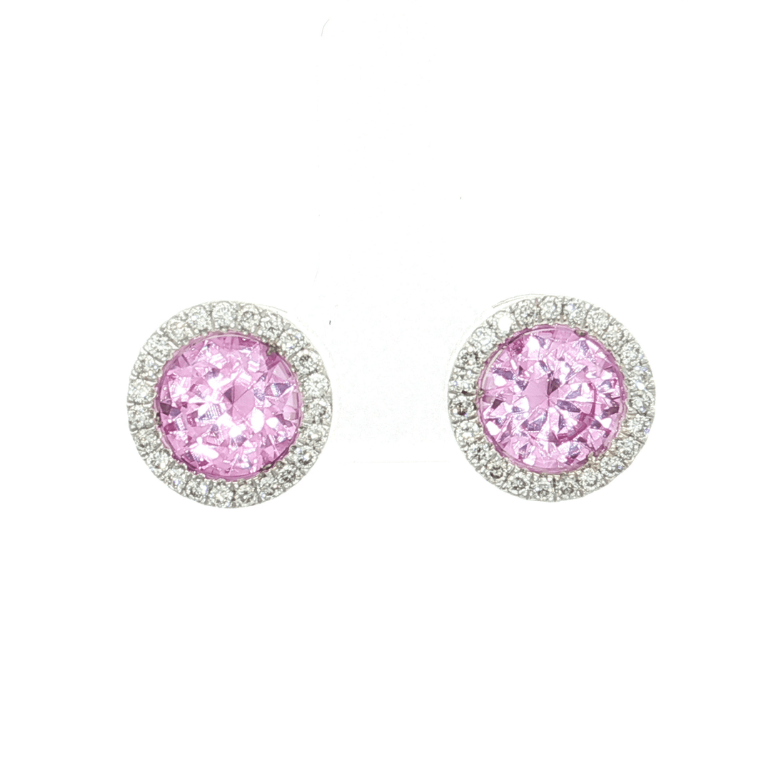 3.55 CTW AAAA Grade Natural Pink Tourmaline & Colorless Nearly Flawless Diamond Earrings in 18kt White Gold – Jewelry Depot, Inc.