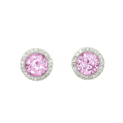 Vivid Pink Tourmaline & Nearly Flawless Colorless Diamond Stud Earrings (3 ⅗ ct. tw.) in 18k White Gold