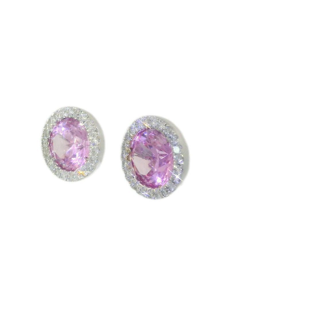 0.45 CTW AAA Grade Natural Pink Tourmaline & Diamond Earrings in 18KT White Gold