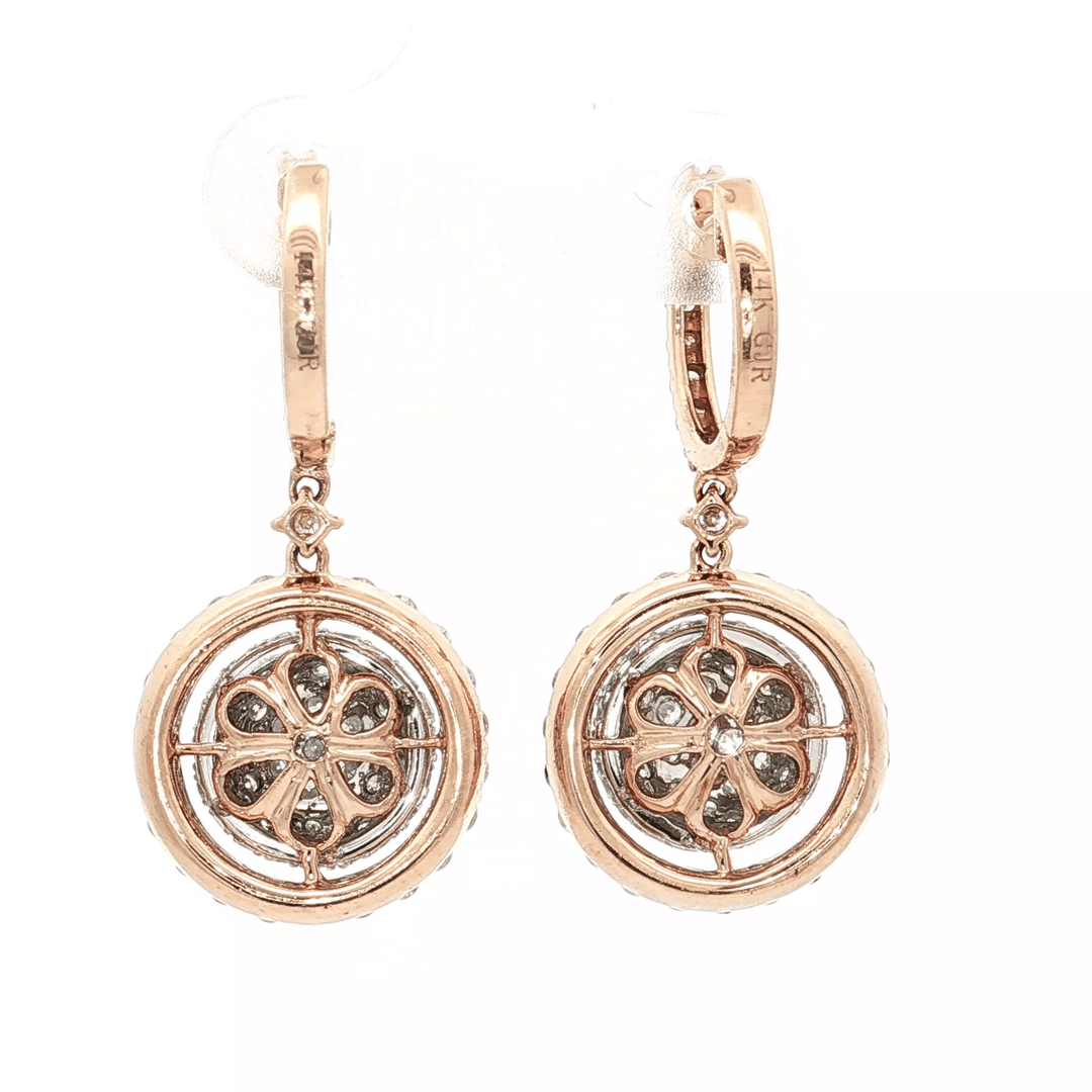 2.79 CTW Natural Near Colorless Round Brilliant Cut Diamond Drop Earrings in 14kt Rose Gold – Jewelry Depot, Inc.