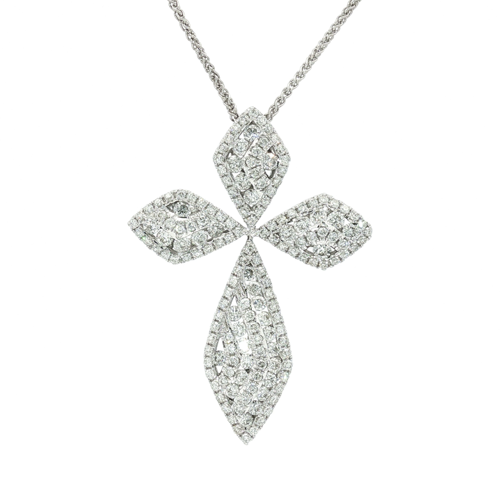 Pavé Colorless Nearly Flawless Diamond Cross Pendant Necklace (2 ¾ ct. tw.) in 18k White Gold
