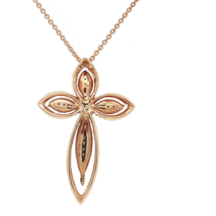 0.87 CTW Natural Diamond Cross Pendant Necklace in 18kt Rose Gold – Jewelry Depot, Inc.