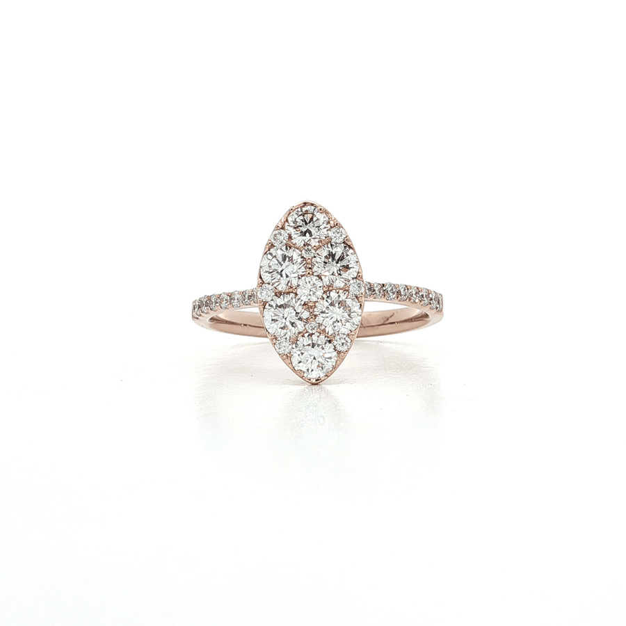 Round Diamond Cluster Ring 14k Rose Gold