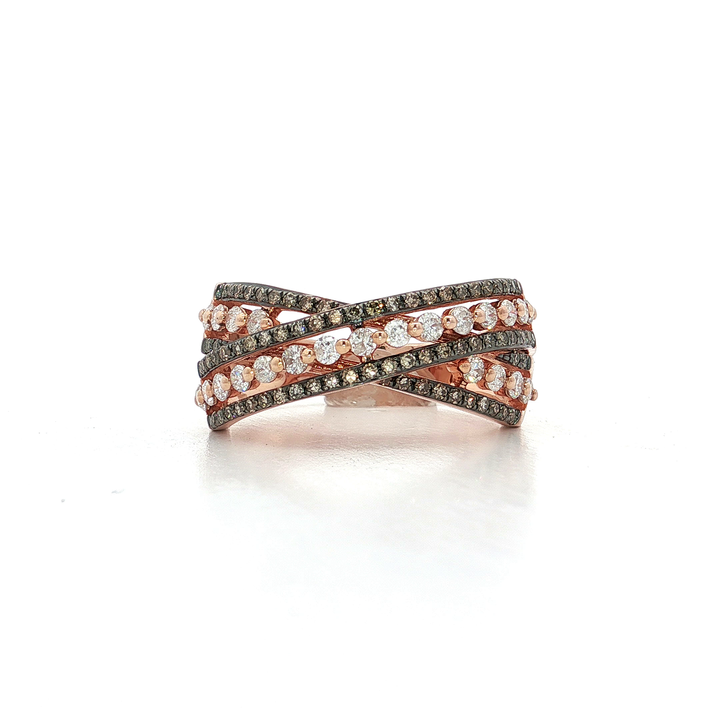 0.83 CTW Le Vian® Diamond Crossover Band with Vanilla & Chocolate Diamonds in 14kt Strawberry Gold