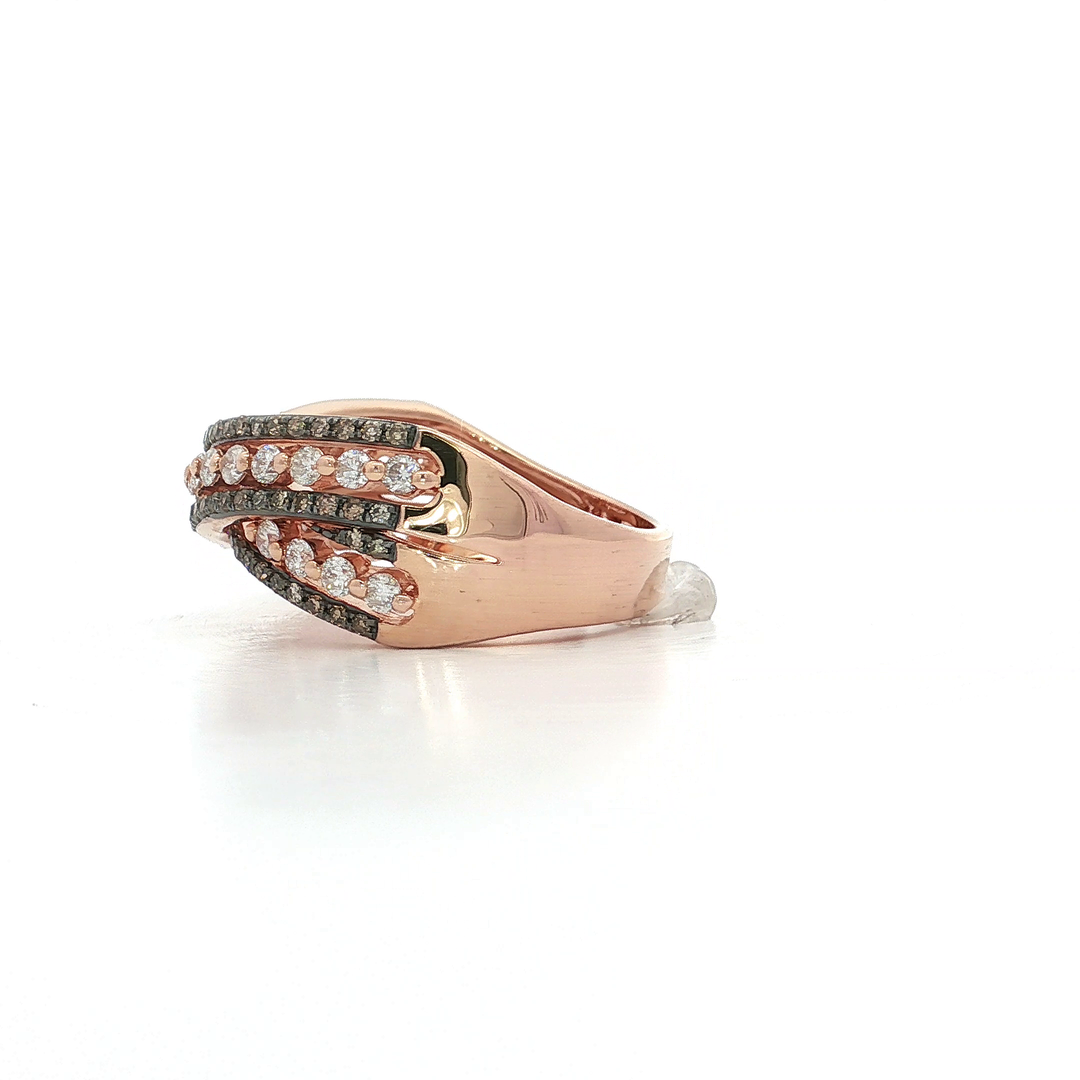 0.83 CTW Le Vian® Diamond Crossover Band with Vanilla & Chocolate Diamonds in 14kt Strawberry Gold