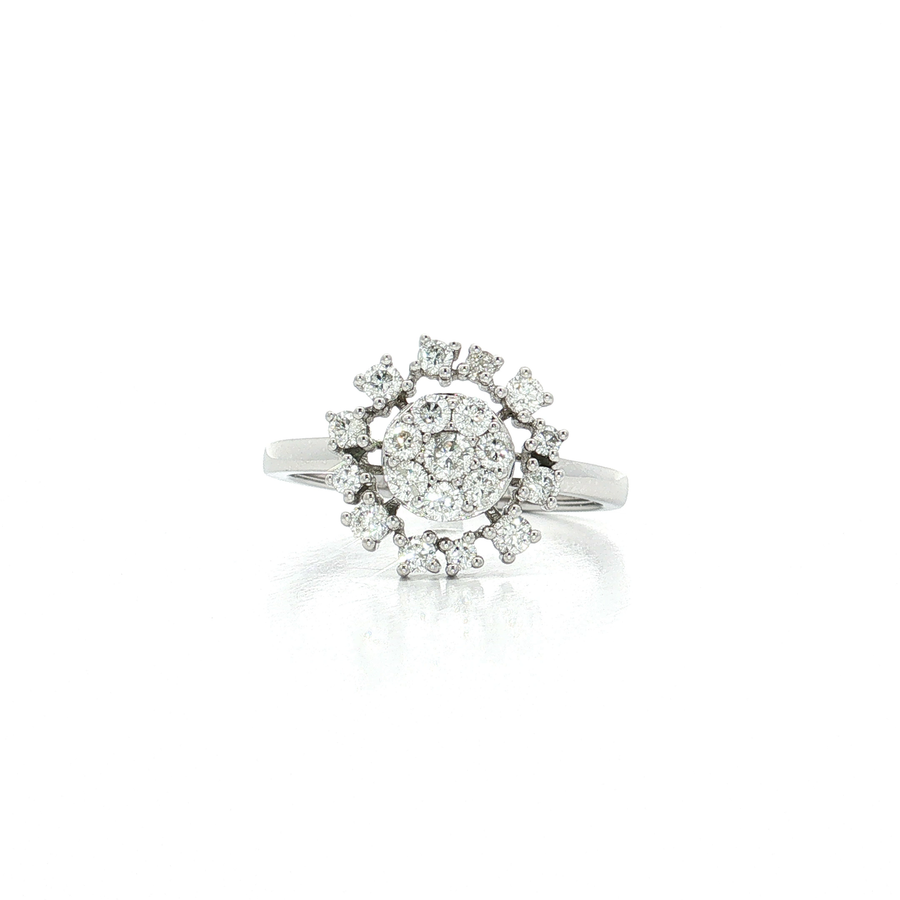 Near-Colorless Sunburst Diamond Ring (3/5 ct. tw.) 14k White Gold
