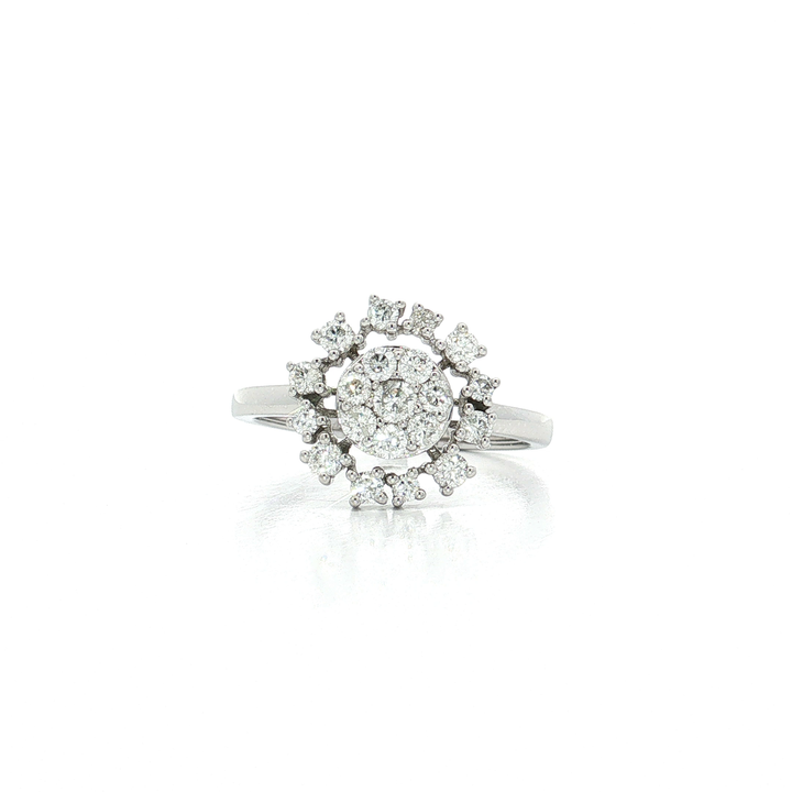 Near-Colorless Sunburst Diamond Ring (⅗ ct. tw.) in 14k White Gold