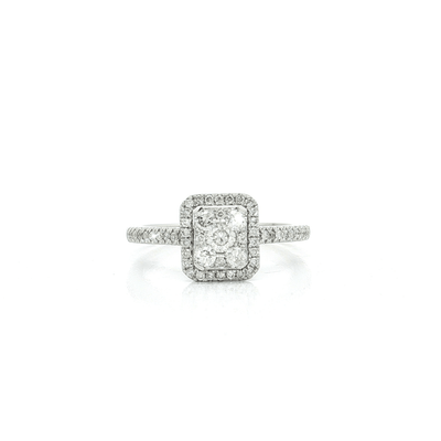 0.50 CTW Natural Round Brilliant Cut Diamond Cluster & Halo Engagement Ring in 18kt White Gold – Jewelry Depot, Inc.