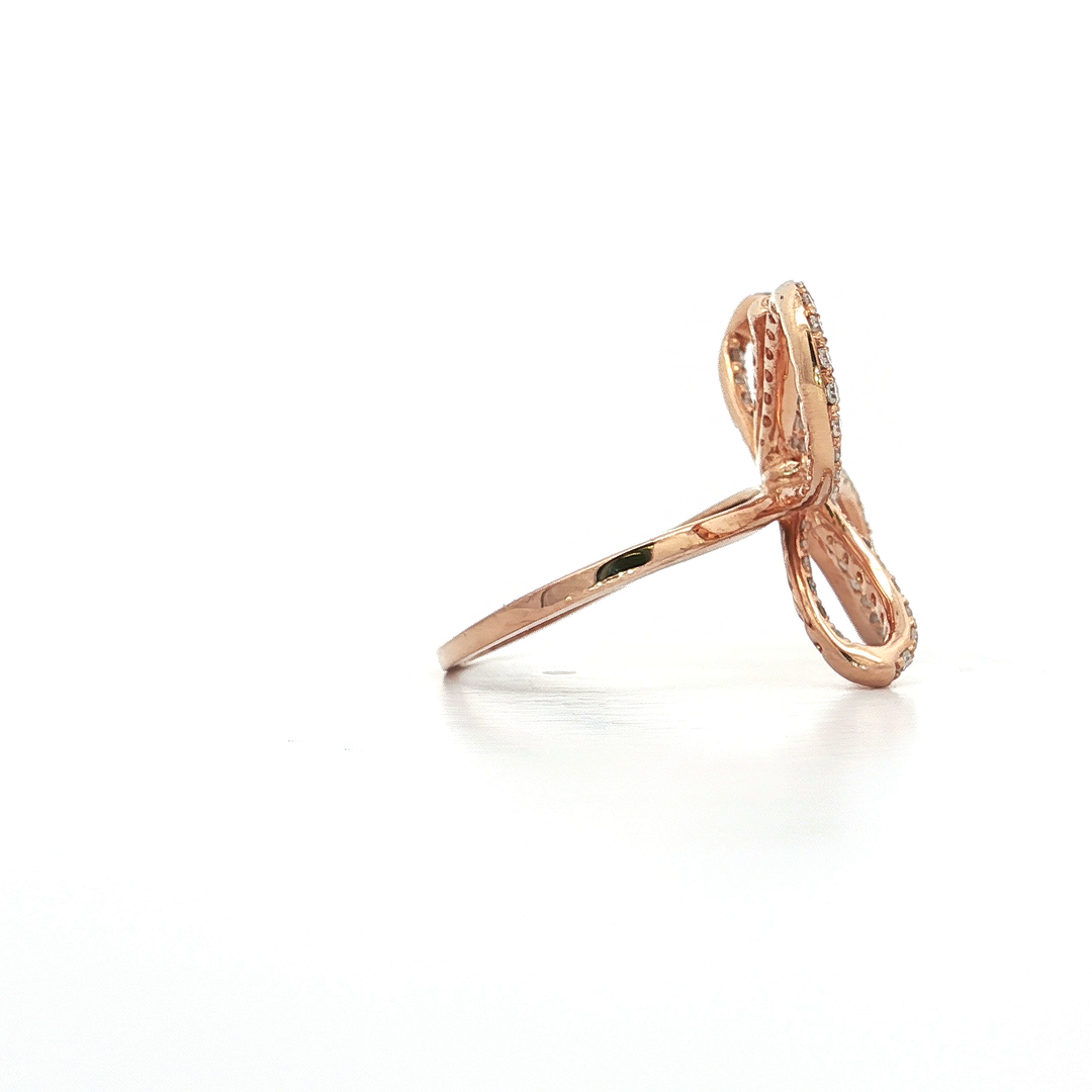 0.55 CTW Natural Colorless Round Brilliant Cut Diamonds Pavé Set in a 14kt Rose Gold Bow Ring