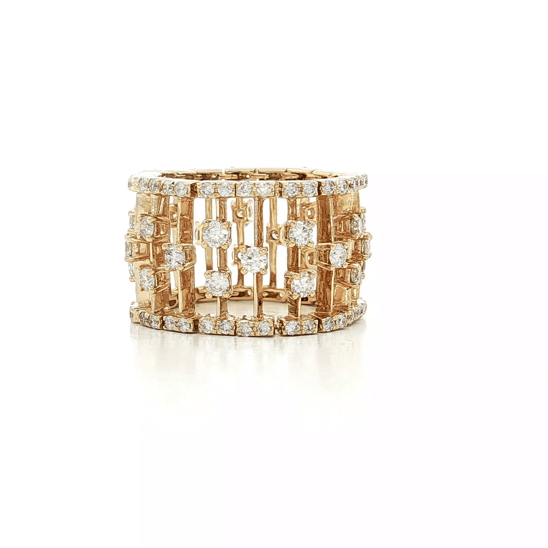 1.65 CTW Natural Round Brilliant Cut Colorless Nearly Flawless Diamond Birdcage Eternity Ring in 14kt Yellow Gold – Jewelry Depot, Inc.