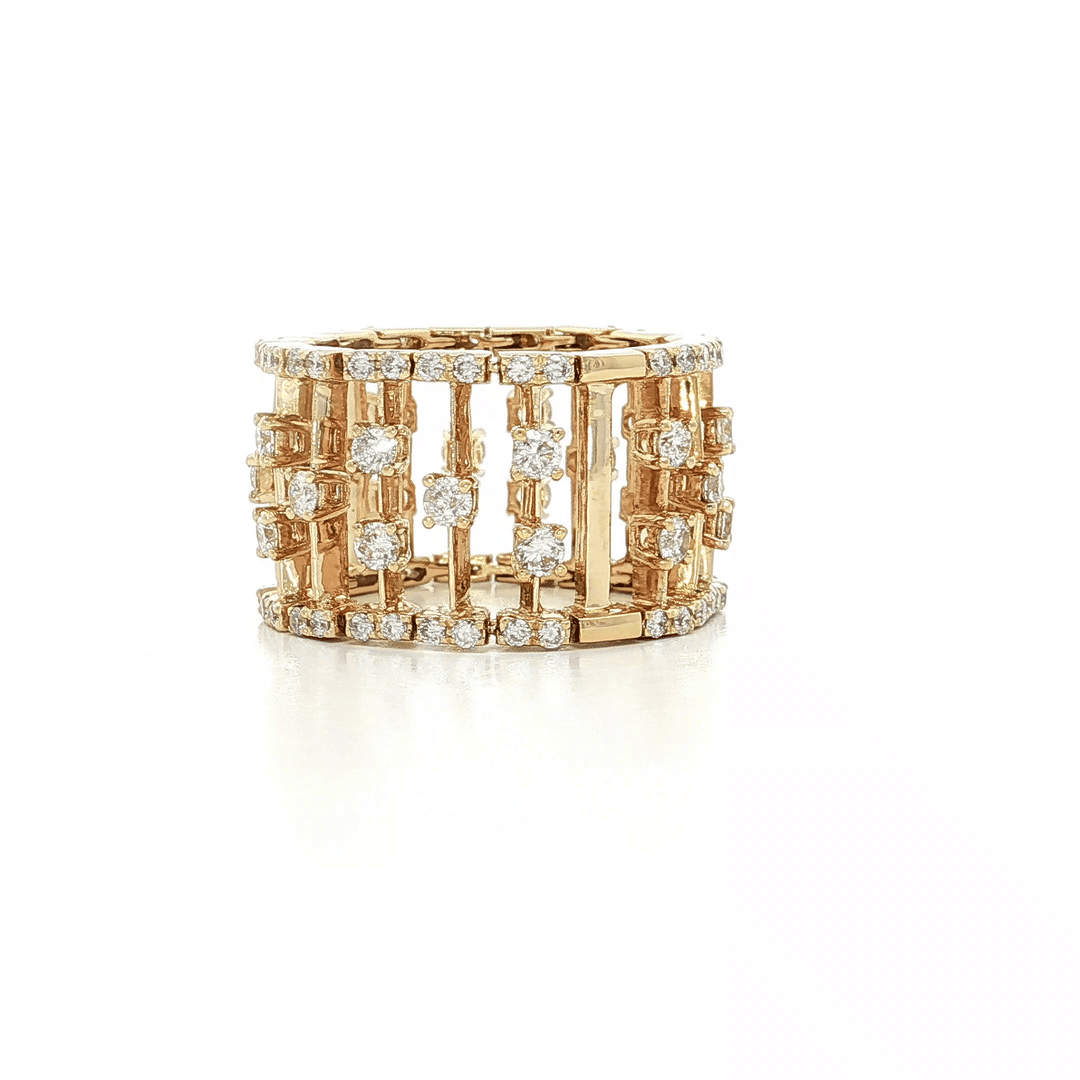 1.65 CTW Natural Round Brilliant Cut Colorless Nearly Flawless Diamond Birdcage Eternity Ring in 14kt Yellow Gold – Jewelry Depot, Inc.