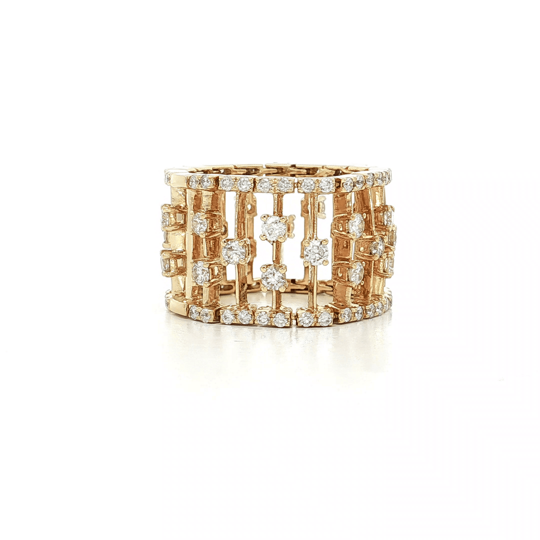 1.65 CTW Natural Round Brilliant Cut Colorless Nearly Flawless Diamond Birdcage Eternity Ring in 14kt Yellow Gold – Jewelry Depot, Inc.