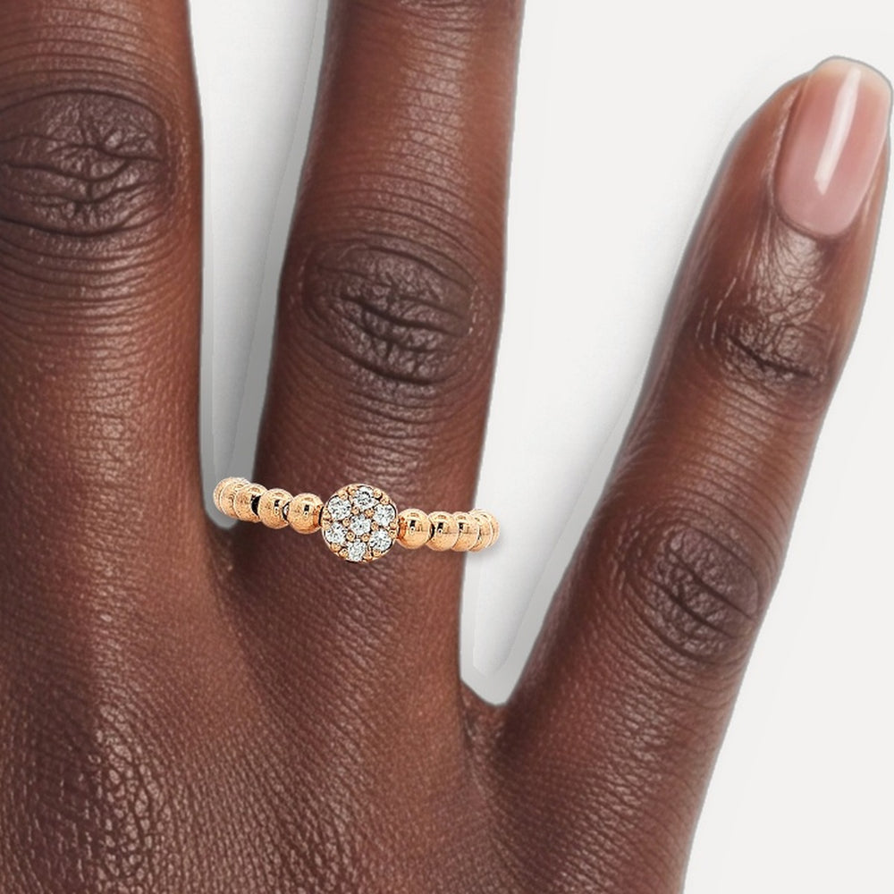 Round Brilliant Cut Diamond Cluster Ring (⅔ ct. tw.) on a Beaded 14k Rose Gold Band