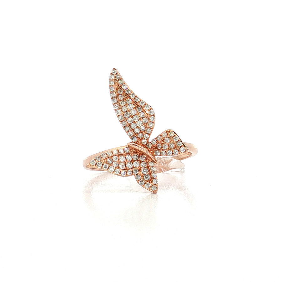 Pave Diamond Butterfly Ring (1/3 ct. tw.) 14k Rose Gold