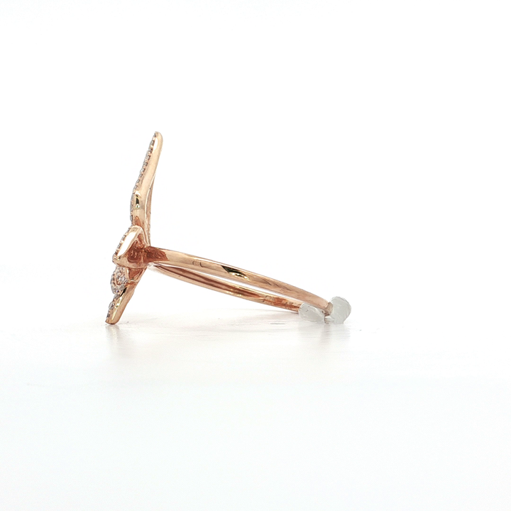 0.32 CTW Natural Round Brilliant Cut Pavé Diamond Butterfly Ring in 14kt Rose Gold