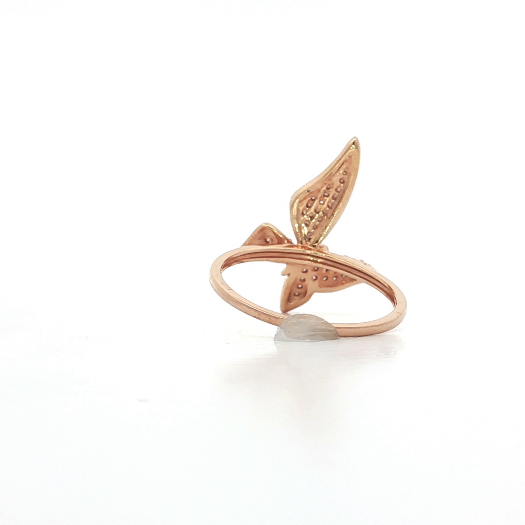 0.32 CTW Natural Round Brilliant Cut Pavé Diamond Butterfly Ring in 14kt Rose Gold