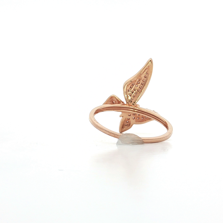 0.32 CTW Natural Round Brilliant Cut Pavé Diamond Butterfly Ring in 14kt Rose Gold