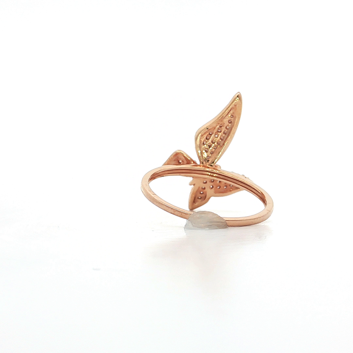 0.32 CTW Natural Round Brilliant Cut Pavé Diamond Butterfly Ring in 14kt Rose Gold