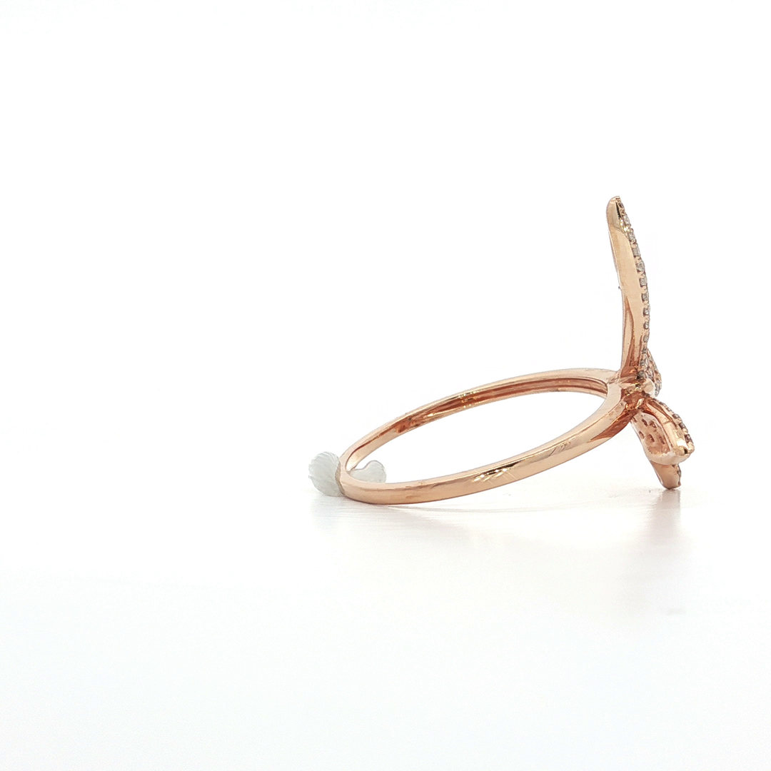 0.32 CTW Natural Round Brilliant Cut Pavé Diamond Butterfly Ring in 14kt Rose Gold