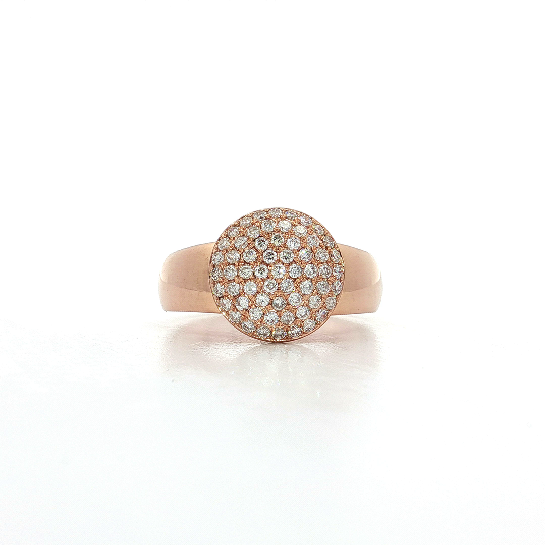 0.46 CTW Dome Pavé Cluster Ring with Natural Round Brilliant Cut Diamonds in 14kt Rose Gold