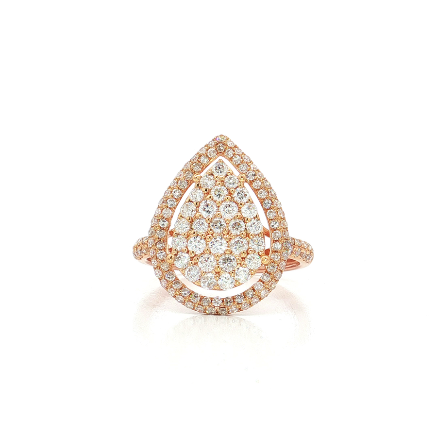 Pear-Shaped Diamond Cluster Ring 18k Rose Gold