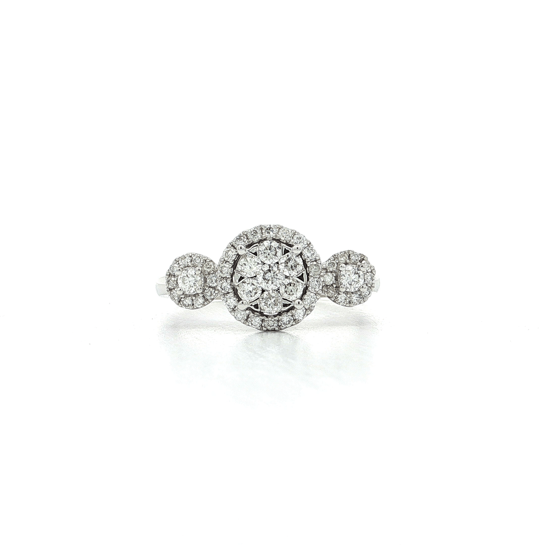 0.56 CTW of Colorless Natural Diamonds in a Triple Cluster Triple Halo Ring in 14kt White Gold – Jewelry Depot, Inc.