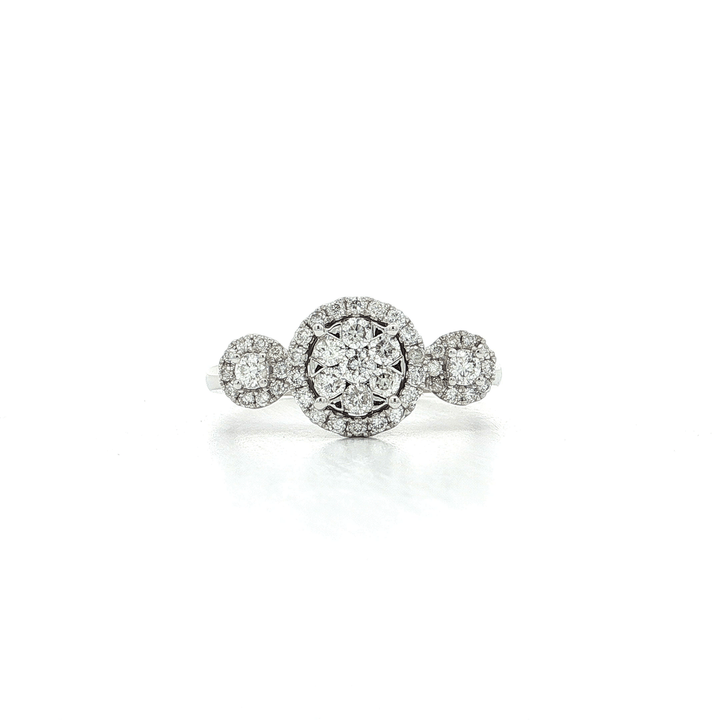 0.56 CTW of Colorless Natural Diamonds in a Triple Cluster Triple Halo Ring in 14kt White Gold – Jewelry Depot, Inc.