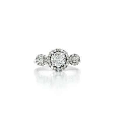 Triple Halo Cluster Colorless Diamond Ring (⅗ ct. tw.) in 14k White Gold
