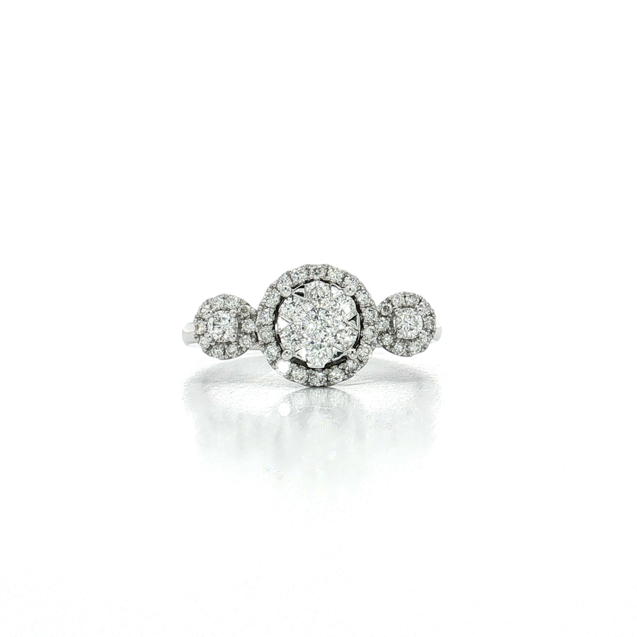 Triple Halo Cluster Colorless Diamond Ring (⅗ ct. tw.) in 14k White Gold