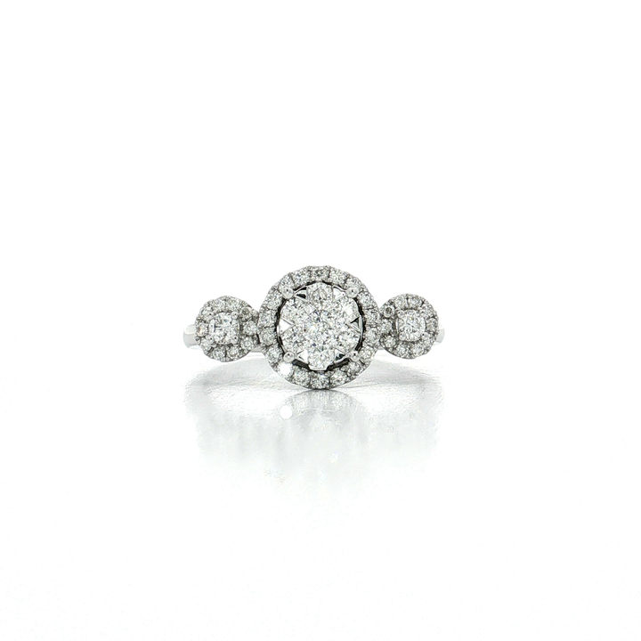 Triple Halo Cluster Colorless Diamond Ring (⅗ ct. tw.) in 14k White Gold