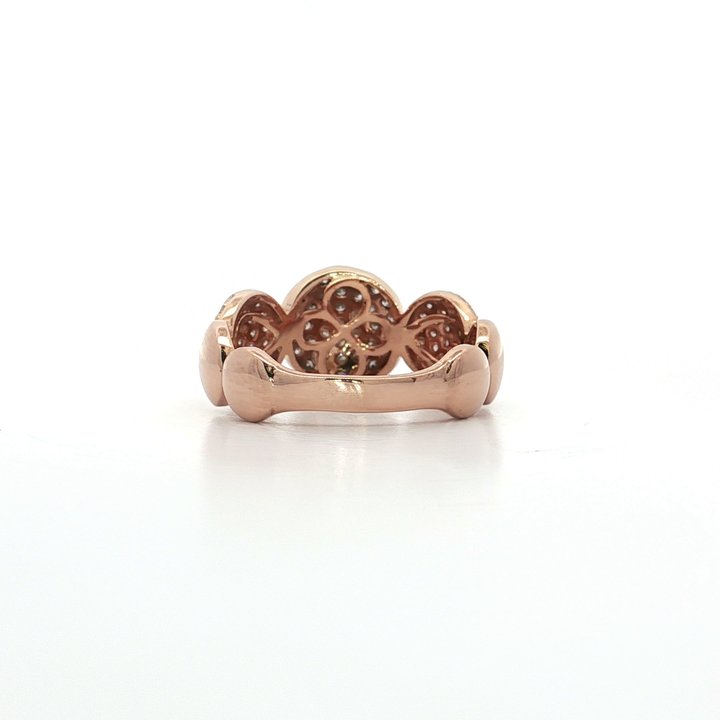 0.92 CTW Seven Dome Past Present Future Pavé Cluster Ring with Natural Round Brilliant Cut Diamonds in 14kt Rose Gold