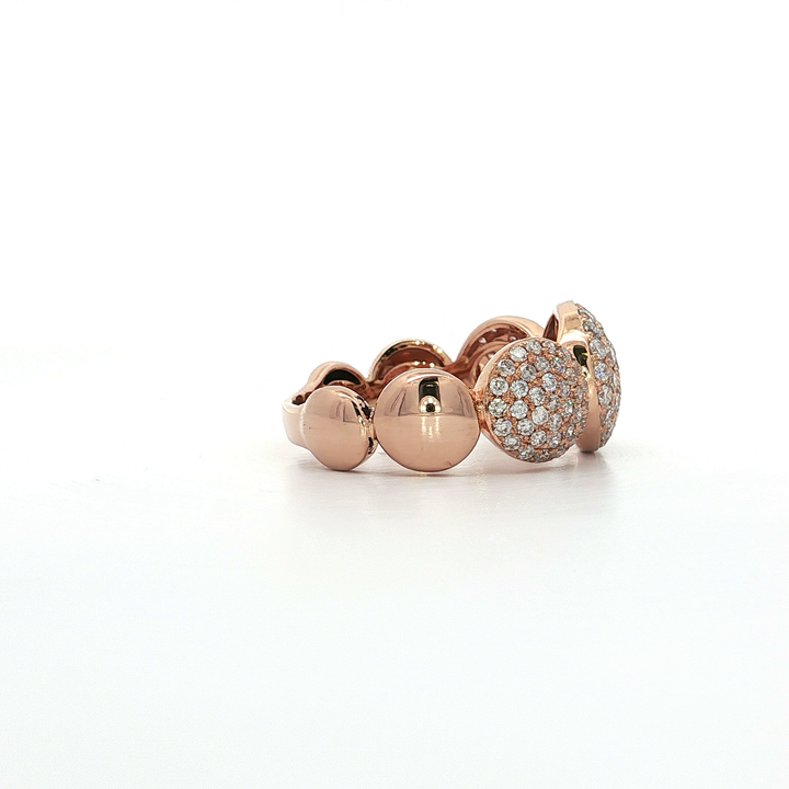 0.92 CTW Seven Dome Past Present Future Pavé Cluster Ring with Natural Round Brilliant Cut Diamonds in 14kt Rose Gold