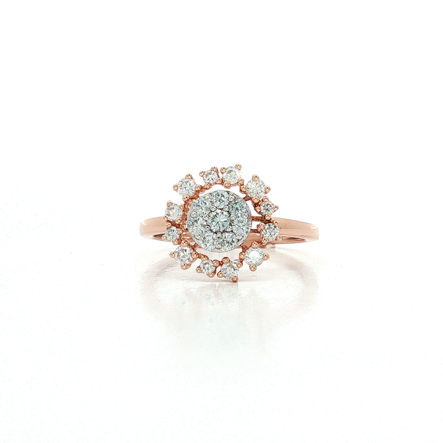 Round Brilliant Cut Diamond Flower Burst Ring (3/5 ct.) 14k Rose Gold