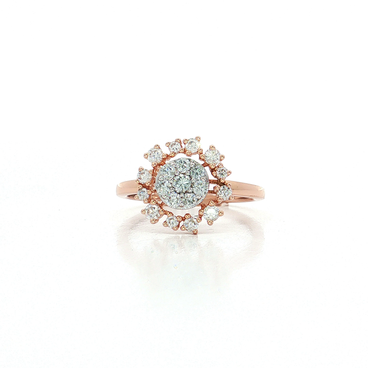 Round Brilliant Cut Diamond Flower Burst Ring (⅗ ct.) in 14k Rose Gold