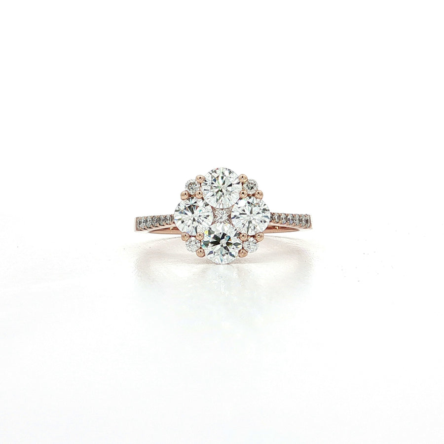 Nearly Flawless Colorless Diamond Flower Cluster Ring (1 1/3 ct. tw.) 14k Rose Gold