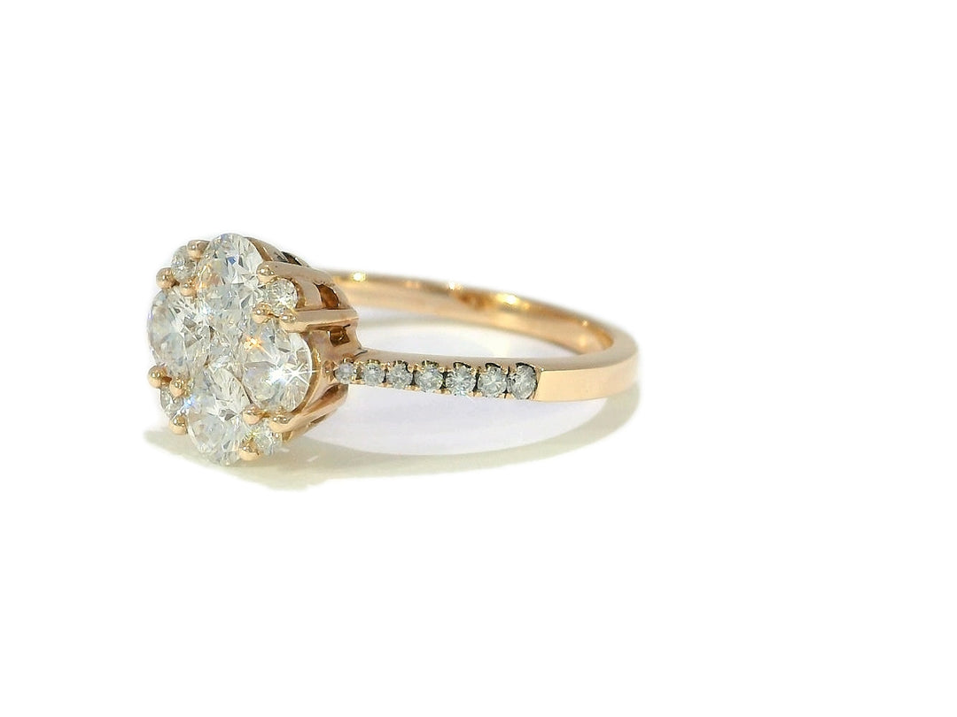 1.33 CTW Natural Diamond Cluster Ring in 14KT Rose Gold