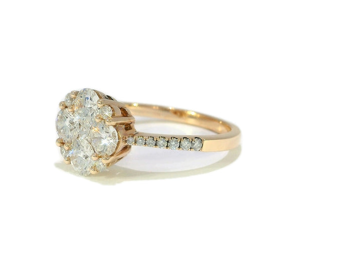 1.33 CTW Natural Diamond Cluster Ring in 14KT Rose Gold