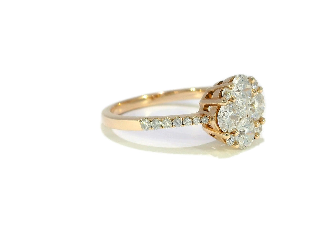 1.33 CTW Natural Diamond Cluster Ring in 14KT Rose Gold