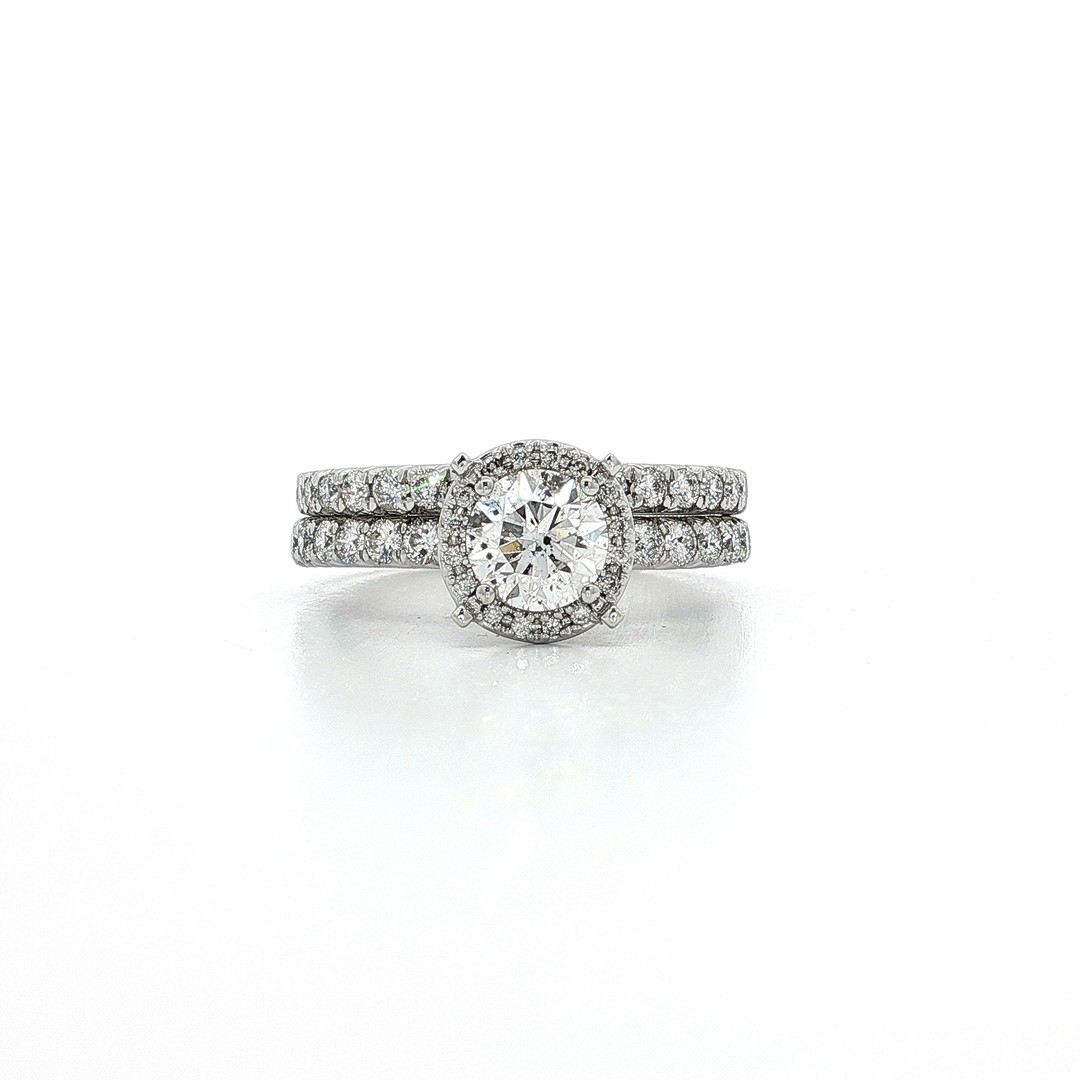 2.25 CTW EGL USA Certified Colorless Round Brilliant Natural Diamond Bridal Set in 14kt White Gold