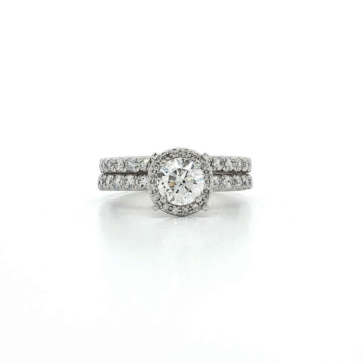 2.25 CTW EGL USA Certified Colorless Round Brilliant Natural Diamond Bridal Set in 14kt White Gold